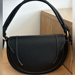 Zara Black Shoulder Bag with Gold Accents